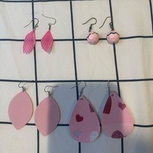 Four Pink Earrings
